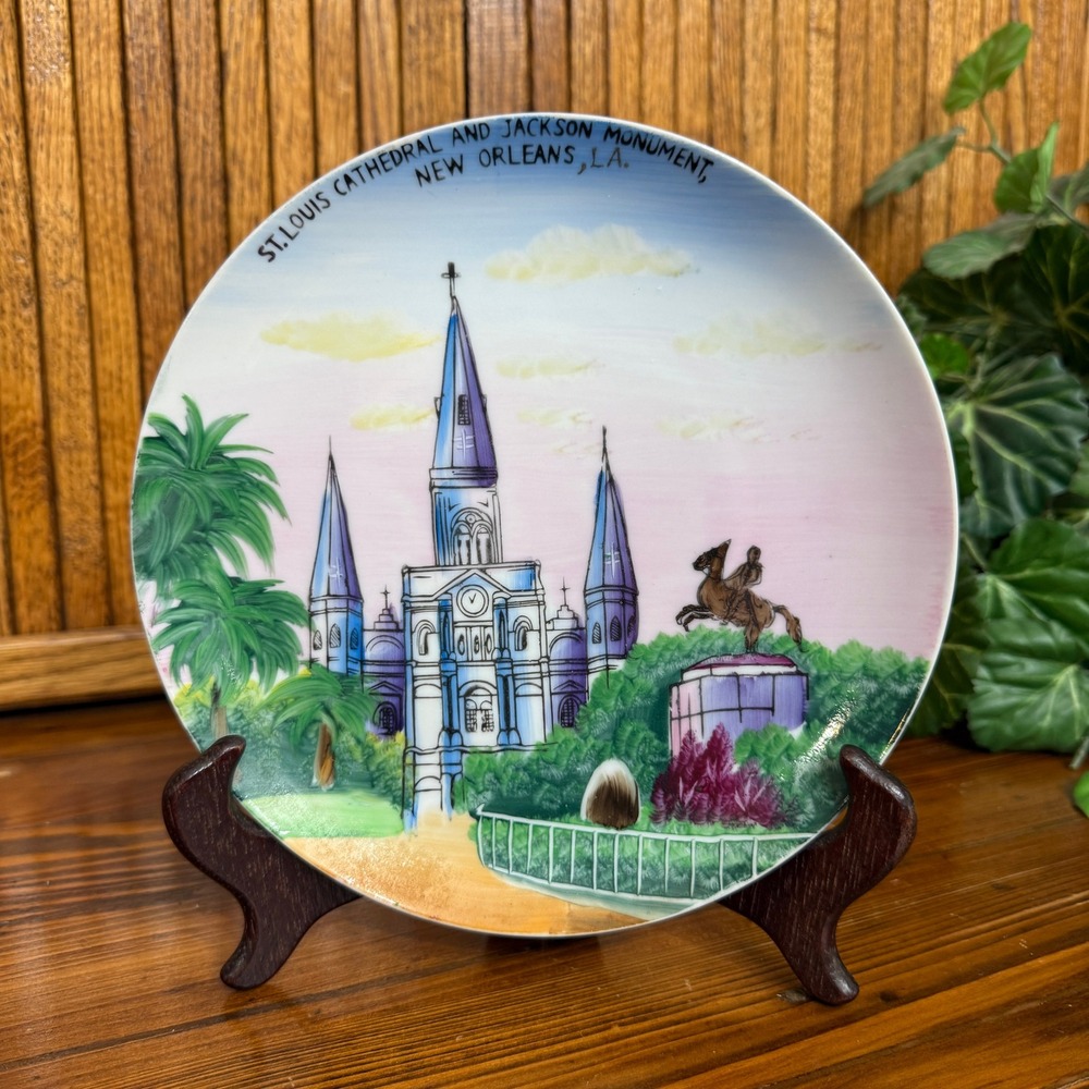 Souvenir Plate 8" Multicolor Excellent New Orleans LA Art
